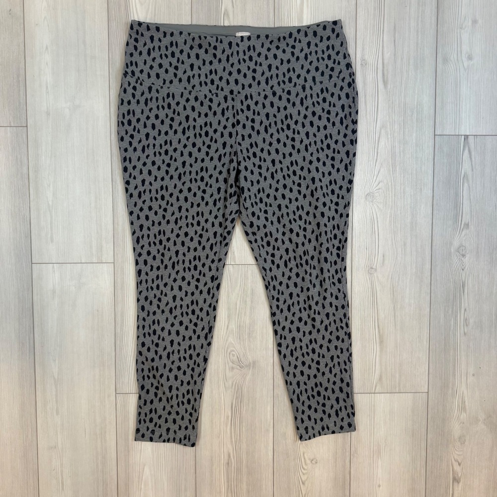 Chicos Zenergy Womens Gray‎ Black Cheetah Print Leggings Size 3 Large XL 16/18